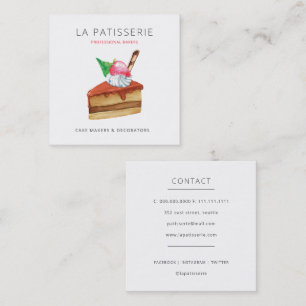 Modern Cute Pink Cheesecake Bakery Pastry Chef Vierkante Visitekaartje