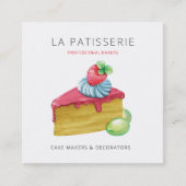 Modern Cute Pink Cheesecake Bakery Pastry Chef Vierkante Visitekaartje (Voorkant)