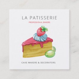 Modern Cute Pink Cheesecake Bakery Pastry Chef Vierkante Visitekaartje