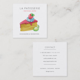 Modern Cute Pink Cheesecake Bakery Pastry Chef Vierkante Visitekaartje