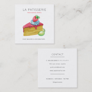 Modern Cute Pink Cheesecake Bakery Pastry Chef Vierkante Visitekaartje