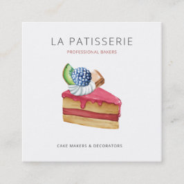 Modern Cute Pink Cheesecake Bakery Pastry Chef Vierkante Visitekaartje