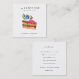 Modern Cute Pink Cheesecake Bakery Pastry Chef Vierkante Visitekaartje