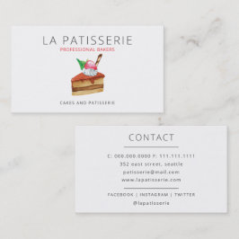 Modern Cute Pink Cheesecake Bakery Pastry Chef Visitekaartje
