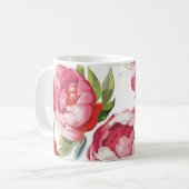 Modern Cute Pink Floral Persoonlijke benaming Koffiemok (Voorkant links)
