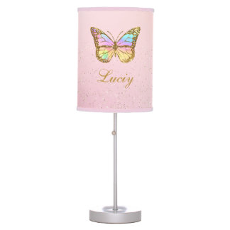 Modern Cute Pink Glitter Butterfly Girly Jouw naam