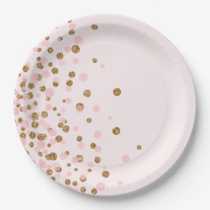 Modern Cute Pink Gold Glitter Birthday Party Papieren Bordje