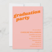 Modern Cute Pink Orange Retro Graduation Party Kaart (Voorkant)