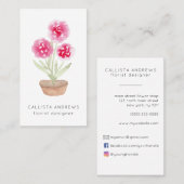 Modern Cute Pink Potted Flower Florist Designer Visitekaartje (Voorkant / Achterkant)