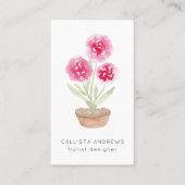 Modern Cute Pink Potted Flower Florist Designer Visitekaartje (Voorkant)
