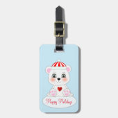 Modern Cute Polar Beer op Light Blue Bagagelabel (Voorkant verticaal)