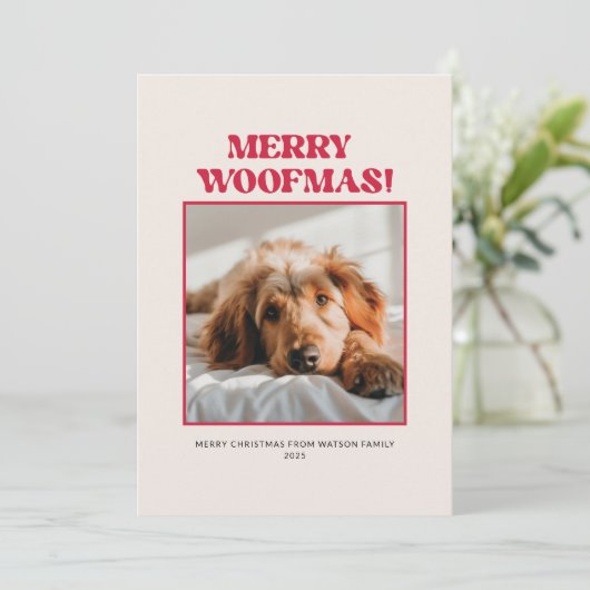 Modern Cute Puppy Dog Pet Photo Picture Christmas Feestdagenkaart (Staand voorkant)