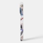 Modern cute Purple couple photos collage with name iPhone Hoesje (Linkerkant)