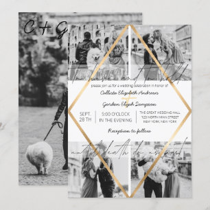 Modern Cute Quote Gold White Lijst Foto Weddenscha Kaart