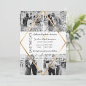 Modern Cute Quote Gold White Lijst Foto Weddenscha Save The Date (Staand voorkant)