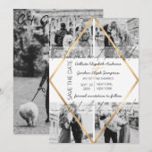 Modern Cute Quote Gold White Lijst Foto Weddenscha Save The Date (Voorkant / Achterkant)