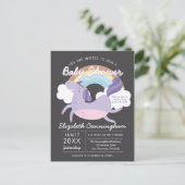 Modern Cute Rainbow Unicorn Baby shower Briefkaart (Staand voorkant)