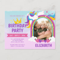Modern Cute Rainbow Unicorn Foto Birthday