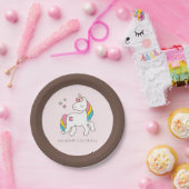 Modern Cute Rainbow Unicorn met Sparkles Birthday Papieren Bordje (Feest)