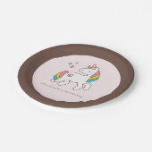 Modern Cute Rainbow Unicorn met Sparkles Birthday Papieren Bordje (Gekanteld)