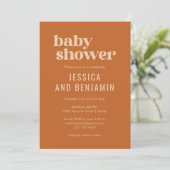 Modern Cute Retro Boho Terracotta Baby shower Kaart (Staand voorkant)
