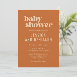 Modern Cute Retro Boho Terracotta Baby shower Kaart