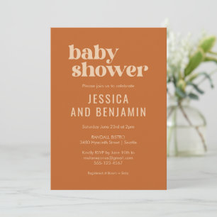Modern Cute Retro Boho Terracotta Baby shower Kaart