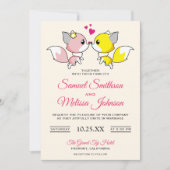 Modern Cute Romantic Fox Couple Wedding Invitation Kaart (Voorkant)