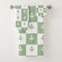 Modern Cute Sage-groen en wit bladpatroon