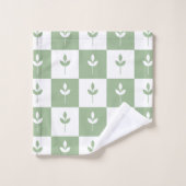 Modern Cute Sage-groen en wit bladpatroon Bad Handdoek (Wasdoekje)