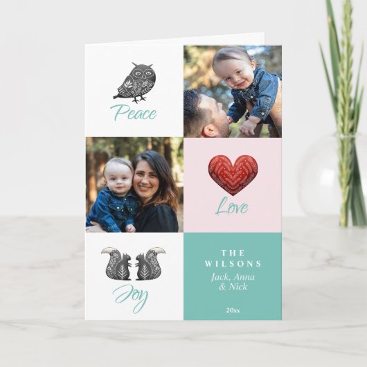 Modern Cute Scandinavian Foto Kerstmis Feestdagen Kaart (Voorkant)