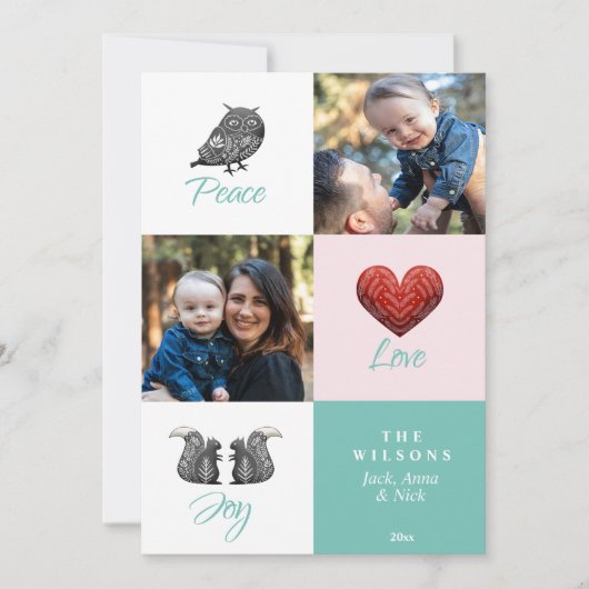 Modern Cute Scandinavian Foto Kerstmis Feestdagenkaart (Voorkant)