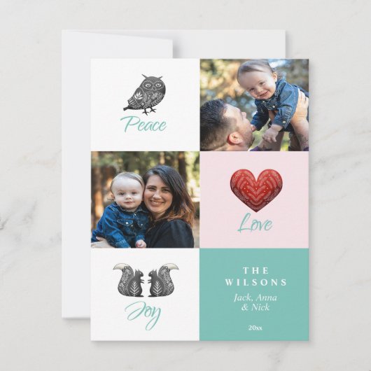 Modern Cute Scandinavian Foto Kerstmis Feestdagenkaart (Voorkant)