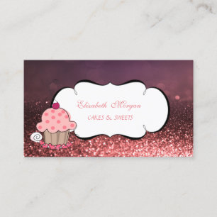Modern Cute Schattig Cupcake Bakery Bokeh Visitekaartje