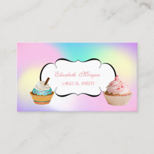Modern Cute Schattig Cupcake bakery Ombre Visitekaartje