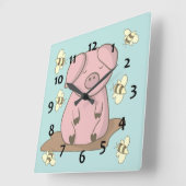 Modern Cute schattige varkenshoning, kleurrijk Vierkante Klok (Hoek)