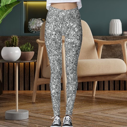 Modern Cute Silver Sparkle Glitter Texture Pattern Leggings