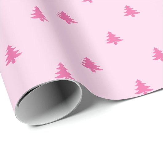 Modern Cute Simple Girly Roze kerstbomen Cadeaupapier (Rol Hoek)
