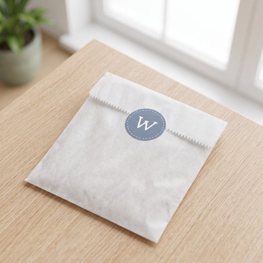 Modern Cute Simple Steek Aangepast Monogram Ronde Sticker