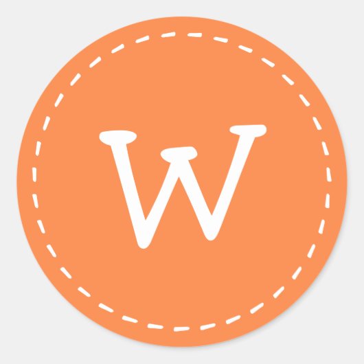 Modern Cute Simple Stitch Custom Monogram Ronde Sticker (Voorkant)