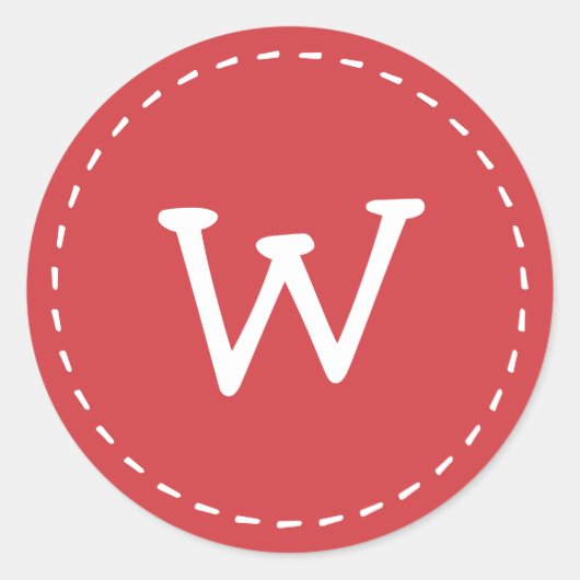 Modern Cute Simple Stitch Custom Monogram Ronde Sticker (Voorkant)