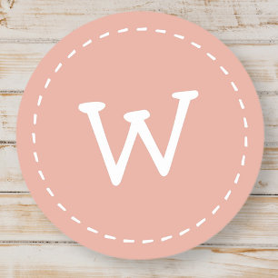 Modern Cute Simple Stitch Custom Monogram Ronde Sticker