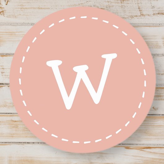 Modern Cute Simple Stitch Custom Monogram Ronde Sticker