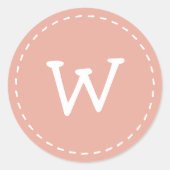 Modern Cute Simple Stitch Custom Monogram Ronde Sticker (Voorkant)