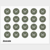 Modern Cute Simple Stitch Custom Monogram Ronde Sticker (Vel)