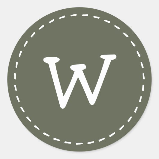 Modern Cute Simple Stitch Custom Monogram Ronde Sticker (Voorkant)