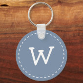 Modern Cute Simple Stitch Custom Monogram Sleutelhanger (Voorkant)