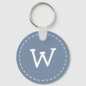 Modern Cute Simple Stitch Custom Monogram Sleutelhanger (Achterkant)