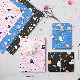 Modern Cute Spooky Ghost Halloween Inpakpapier Vel