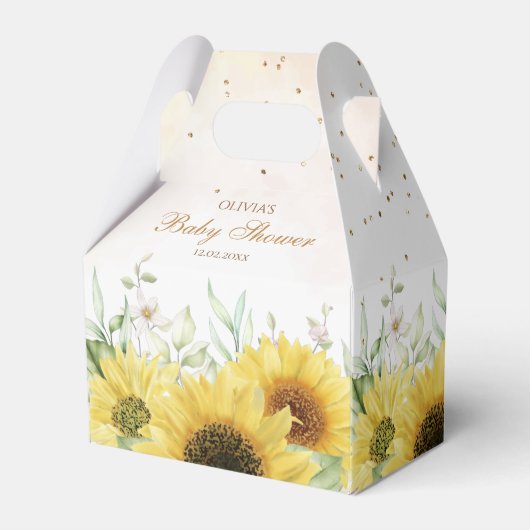 Modern Cute Sunflower Floral Baby shower Hartelijk Bedankdoosjes (Voorkant Zijde)